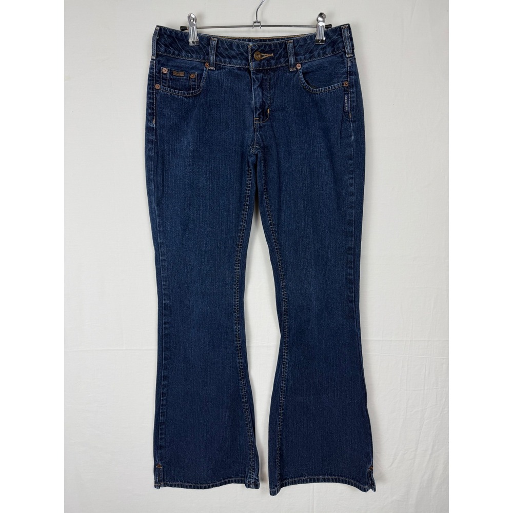 Silver Jeans Co. Flare Jeans Women's 30 Dark Wash Mid Rise Side Slit Hem